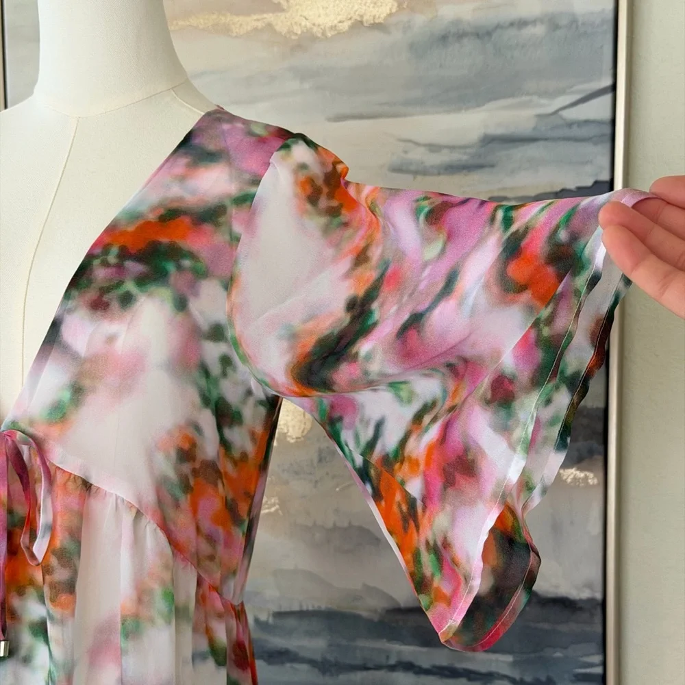 Like Mynded Elegant Floral Watercolor Swim Coverup - Picture 7 of 16